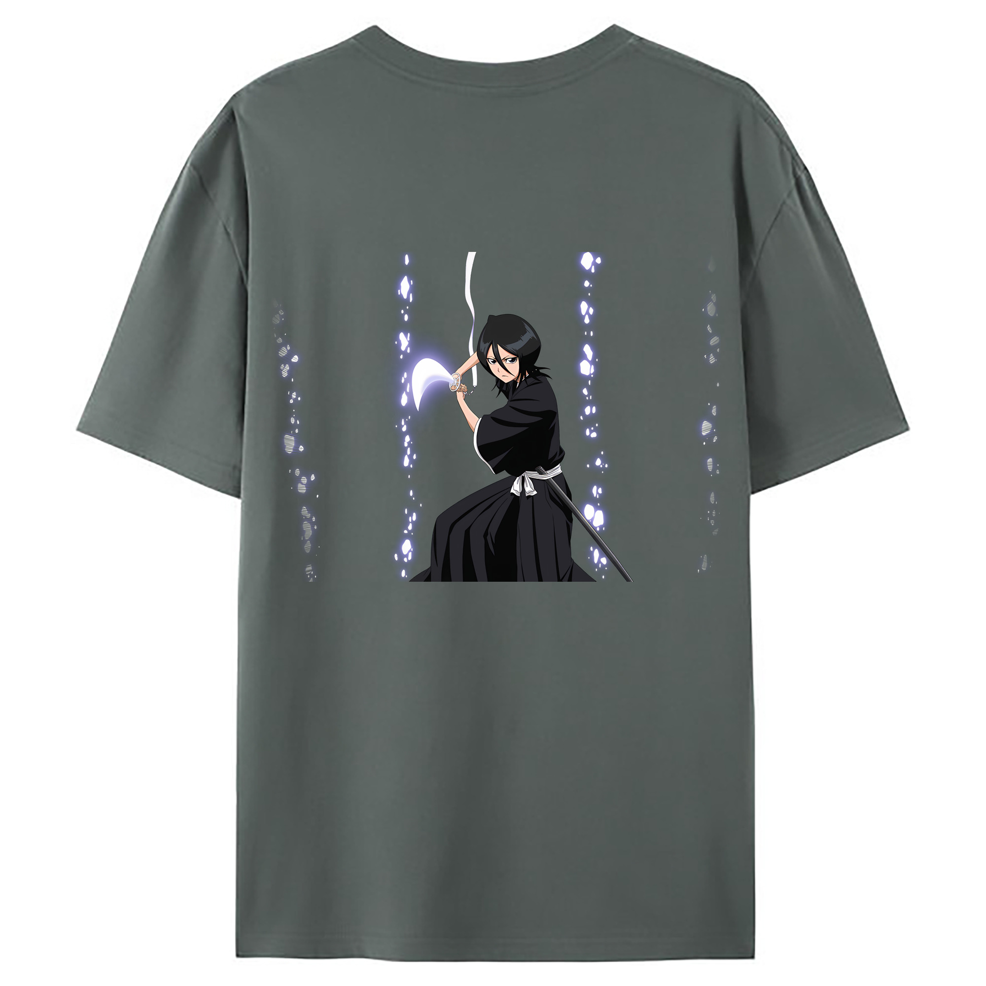 （画像用） ブリーチ 朽木ルキア BLEACH Kuchiki Rukia 綿100％ メンズ半袖Tシャツ（バックプリント） 通気性